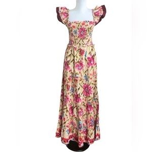 House Of Harlow 1960 Tiered Floral Print Maxi Smocked L nurse/bump friendly!